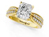 Yellow gold Radiant Solitaire Diamond Ring with Milgrain Pavé Band and Four-Prong Setting_38