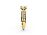 Yellow gold Radiant Solitaire Diamond Ring with Milgrain Pavé Band and Four-Prong Setting_39
