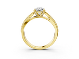 Yellow gold Radiant Solitaire Diamond Ring with Milgrain Pavé Band and Four-Prong Setting_40