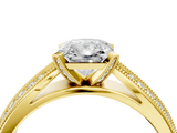 Yellow gold Radiant Solitaire Diamond Ring with Milgrain Pavé Band and Four-Prong Setting_41