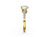 Yellow gold Radiant Solitaire Diamond Ring with Pavé Band and Four-Prong Setting_65