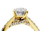 Yellow gold Radiant Solitaire Diamond Ring with Pavé Band and Four-Prong Setting_67