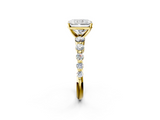 Yellow gold Radiant Solitaire Diamond Ring with Pave Band and Four-Prong Setting_186