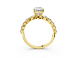 Yellow gold Radiant Solitaire Diamond Ring with Pave Band and Four-Prong Setting_187