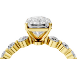Yellow gold Radiant Solitaire Diamond Ring with Pave Band and Four-Prong Setting_188