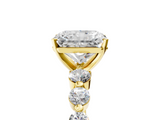 Yellow gold Radiant Solitaire Diamond Ring with Pave Band and Four-Prong Setting_189