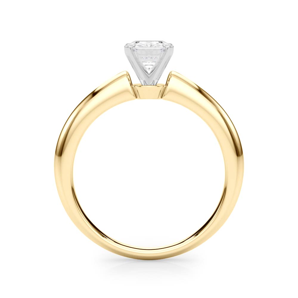 Yellow gold Radiant Solitaire Diamond Ring with Six-Prong Setting on a Classic Band 1