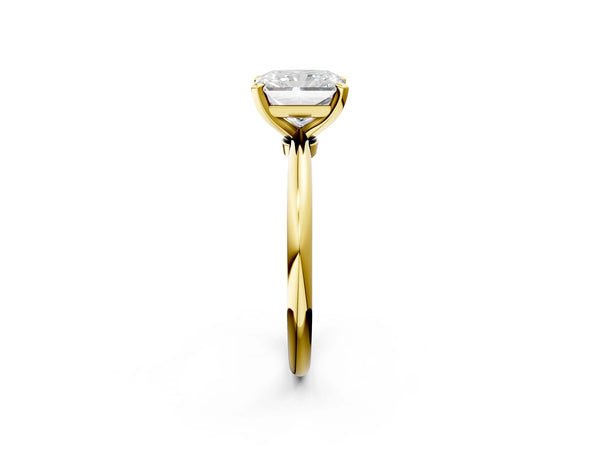 Yellow gold Radiant Cut Diamond Solitaire Ring with Six-Prong Setting and Classic Band