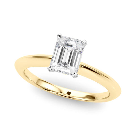 Yellow gold Radiant Solitaire Diamond Ring with Six-Prong Setting on a Classic Band 2