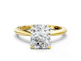 Yellow gold Radiant Solitaire Diamond Ring with Six-Prong Setting on a Classic Band