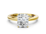 Yellow gold Radiant Solitaire Diamond Ring with Split Shank and Four-Prong Setting_12