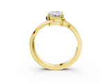 Yellow gold Radiant Solitaire Diamond Ring with Split Shank and Prong Setting_68