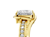 Yellow gold Radiant Solitaire Diamond Ring with Split Shank and Prong Setting_70