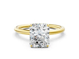 Yellow gold Radiant Solitaire Diamond Ring with a Classic Band and Four-Prong Setting