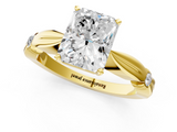 Yellow gold Radiant Solitaire Diamond Twisted Band with Four-Prong Setting_61