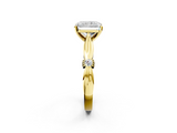 Yellow gold Radiant Solitaire Diamond Twisted Band with Four-Prong Setting_62