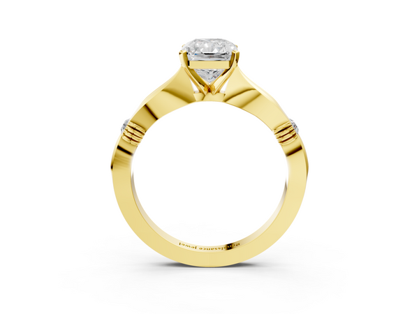 Yellow gold Radiant Solitaire Diamond Twisted Band with Four-Prong Setting