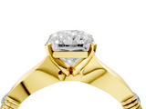 Yellow gold Radiant Solitaire Diamond Twisted Band with Four-Prong Setting_64