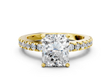 Yellow gold Radiant Solitaire Diamond with Pavé Band and Four-Prong Setting_49