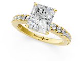 Yellow gold Radiant Solitaire Diamond with Pavé Band and Four-Prong Setting_50