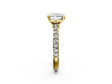 Yellow gold Radiant Solitaire Diamond with Pavé Band and Four-Prong Setting_51