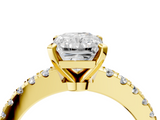 Yellow gold Radiant Solitaire Diamond with Pavé Band and Four-Prong Setting_53
