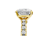 Yellow gold Radiant Solitaire Diamond with Pavé Band and Four-Prong Setting_54