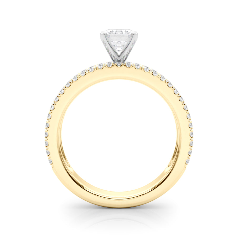 Yellow gold Radiant Solitaire Diamond with Pave and Channel Set Band 1