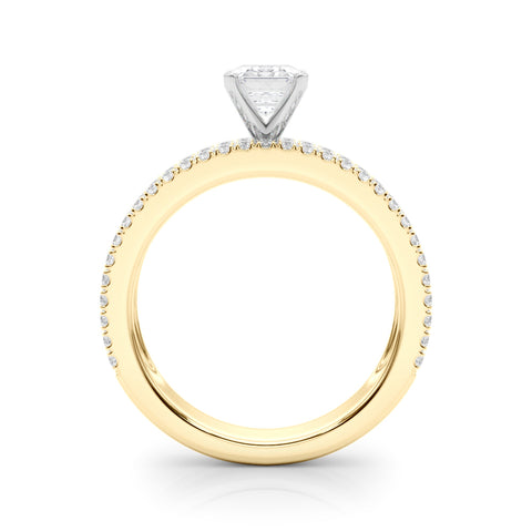 Yellow gold Radiant Solitaire Diamond with Pave and Channel Set Band 1