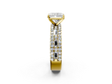 Yellow gold Radiant Solitaire Diamond with Pave and Channel Set Band_75
