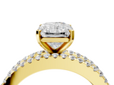 Yellow gold Radiant Solitaire Diamond with Pave and Channel Set Band_77