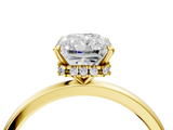 Yellow gold Radiant Solitaire Engagement Ring with Cathedral Band and Four-Prong Setting_24