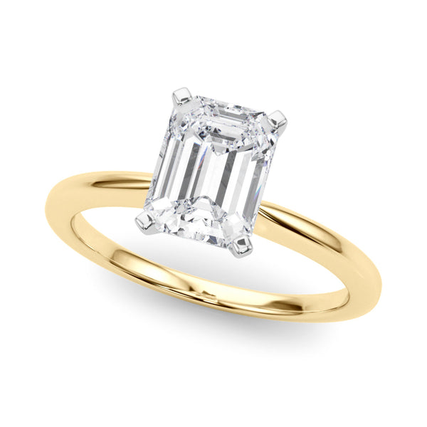 14K Yellow Gold 2.04 Carat E VVS2 Emerald Solitaire Engagement Ring with Classic Band and Four-Prong Setting