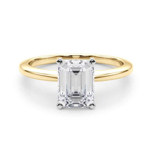 10K Yellow Gold 2.02 Carat D VS1 Emerald Solitaire Engagement Ring with Classic Band and Four-Prong Setting
