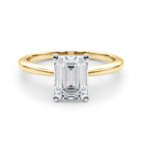 14K Yellow Gold 2.04 Carat E VVS2 Emerald Solitaire Engagement Ring with Classic Band and Four-Prong Setting