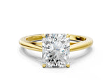 Yellow gold Radiant Solitaire Engagement Ring with Four-Prong Setting and Classic Band