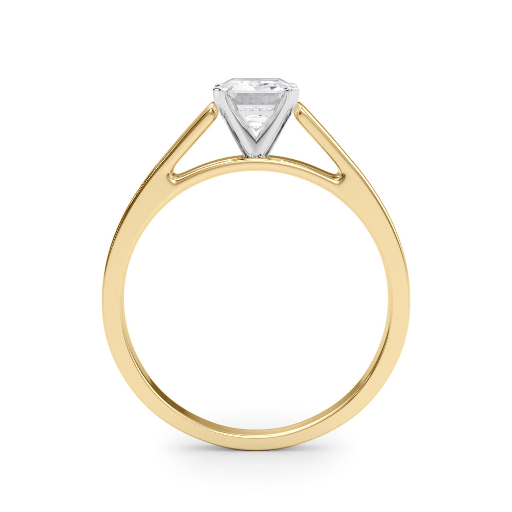 Yellow gold Radiant Solitaire Engagement Ring with Four-Prong Setting and Tapered Band 1