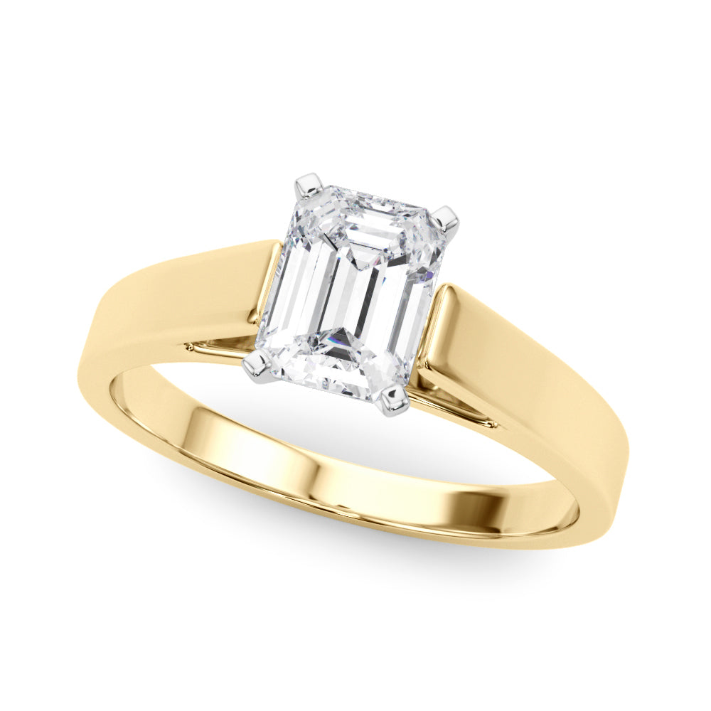 Yellow gold Radiant Solitaire Engagement Ring with Four-Prong Setting and Tapered Band 2