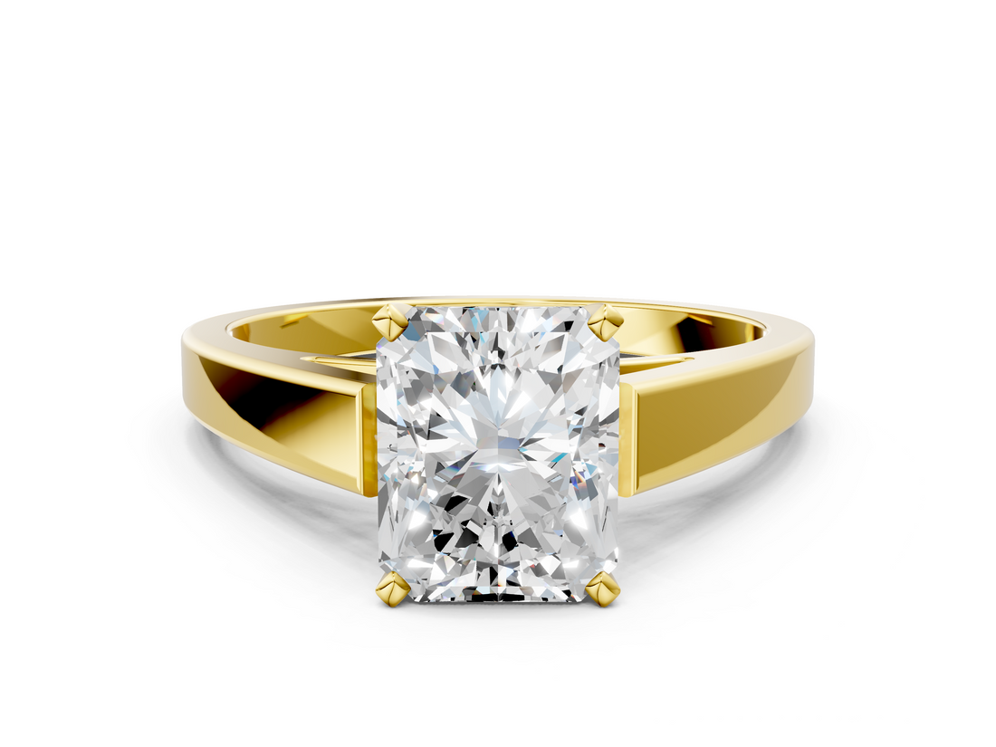 Yellow gold Radiant Solitaire Engagement Ring with Four-Prong Setting and Tapered Band_18