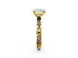 Yellow gold Radiant Solitaire Engagement Ring with Scrollwork Band and Four-Prong Setting_144
