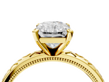 Yellow gold Radiant Solitaire Engagement Ring with Scrollwork Band and Four-Prong Setting_146