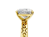 Yellow gold Radiant Solitaire Engagement Ring with Scrollwork Band and Four-Prong Setting_147