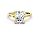 Yellow gold Radiant Solitaire Engagement Ring with Six-Prong Setting and Classic Band
