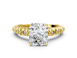 Yellow gold Radiant Solitaire Floral Milgrain Engagement Ring_32