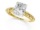 Yellow gold Radiant Solitaire Floral Milgrain Engagement Ring_33