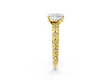 Yellow gold Radiant Solitaire Floral Milgrain Engagement Ring_34