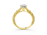 Yellow gold Radiant Solitaire Floral Milgrain Engagement Ring_35