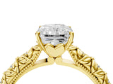 Yellow gold Radiant Solitaire Floral Milgrain Engagement Ring_36