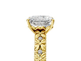 Yellow gold Radiant Solitaire Floral Milgrain Engagement Ring_37