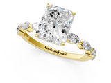 Yellow gold Radiant Solitaire Marquise Side Stone Prong Setting Ring_74